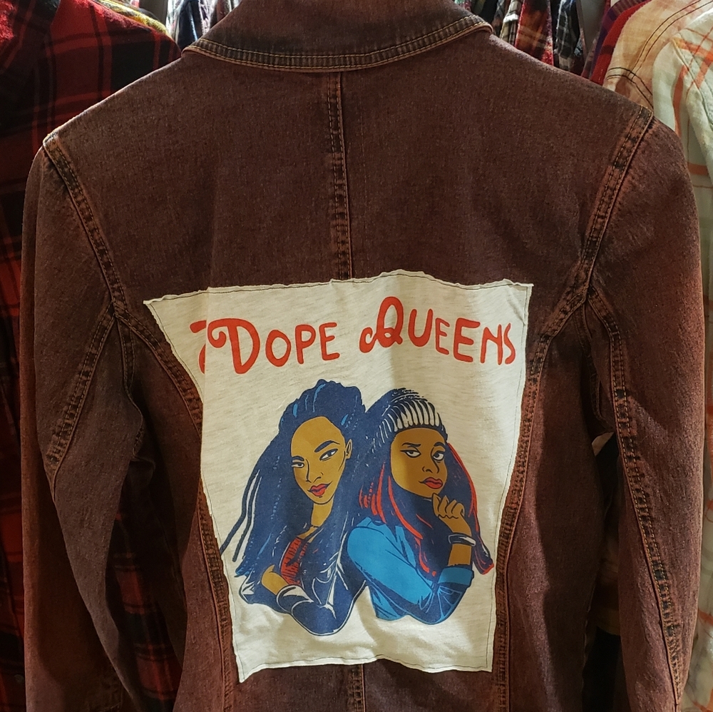 Maroon Denim Jacket Upcycle 2 Dope Queens